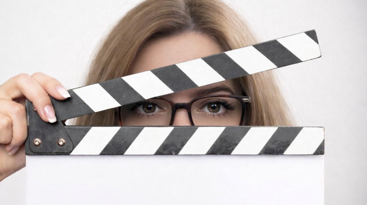 Maia Giorkhelidze derrière un clap de cinéma
